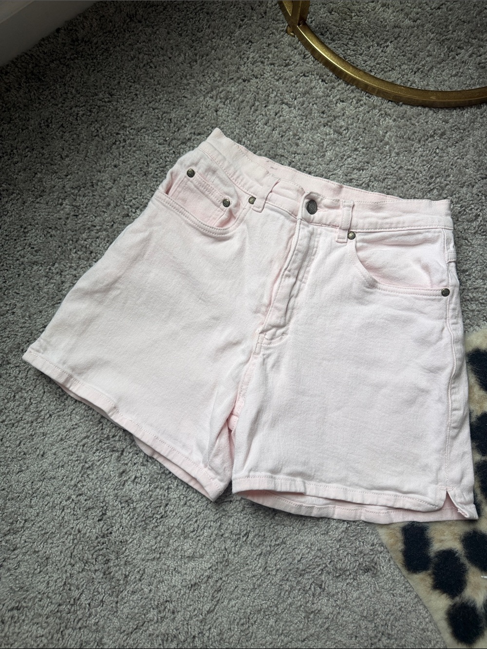 bill blass Pale Pink High-Waist Denim Shorts